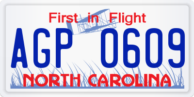 NC license plate AGP0609