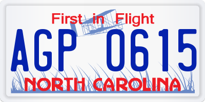 NC license plate AGP0615