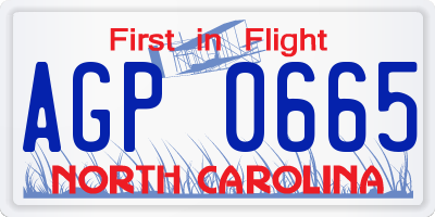 NC license plate AGP0665