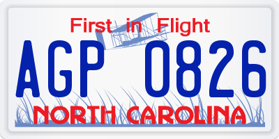NC license plate AGP0826