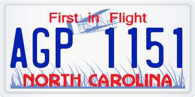 NC license plate AGP1151