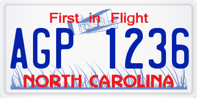 NC license plate AGP1236