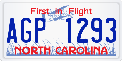 NC license plate AGP1293