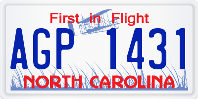 NC license plate AGP1431