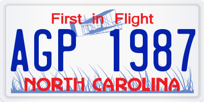 NC license plate AGP1987