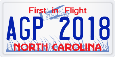 NC license plate AGP2018