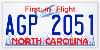 NC license plate AGP2051