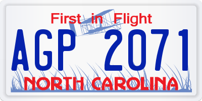 NC license plate AGP2071