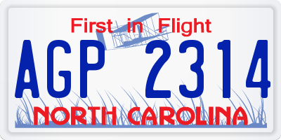 NC license plate AGP2314