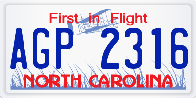 NC license plate AGP2316