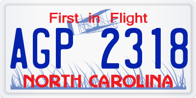 NC license plate AGP2318