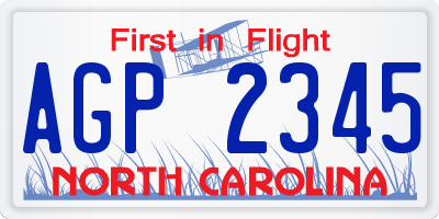 NC license plate AGP2345