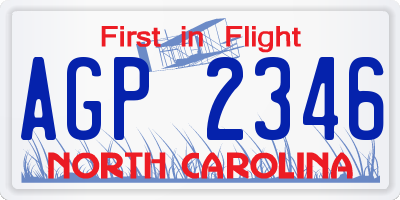NC license plate AGP2346
