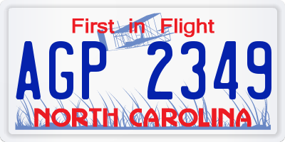 NC license plate AGP2349