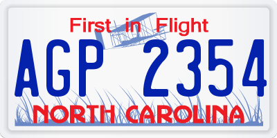 NC license plate AGP2354