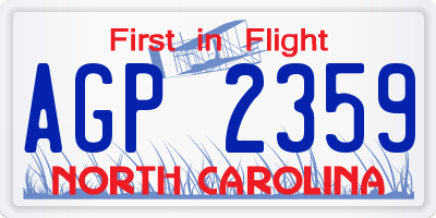 NC license plate AGP2359