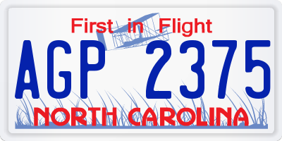 NC license plate AGP2375