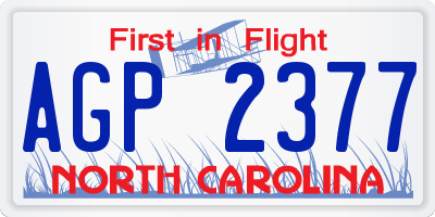 NC license plate AGP2377