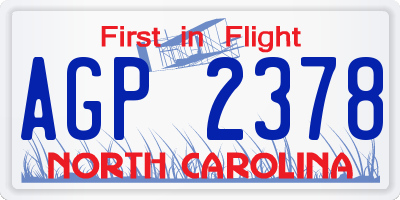 NC license plate AGP2378