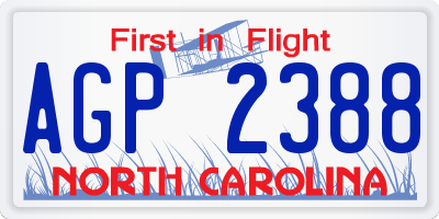 NC license plate AGP2388