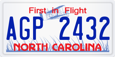 NC license plate AGP2432