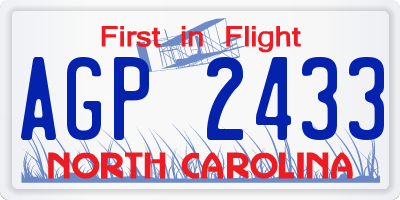 NC license plate AGP2433