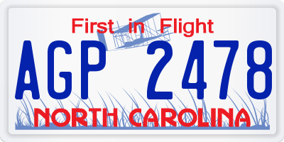 NC license plate AGP2478
