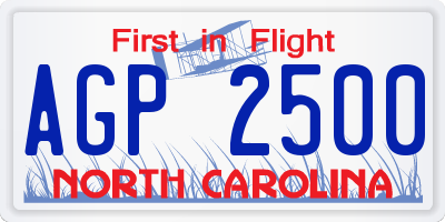 NC license plate AGP2500