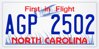 NC license plate AGP2502