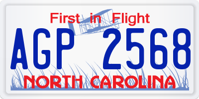 NC license plate AGP2568