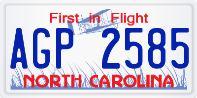 NC license plate AGP2585