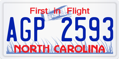 NC license plate AGP2593