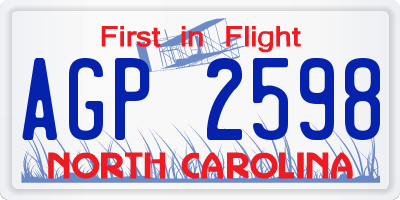 NC license plate AGP2598