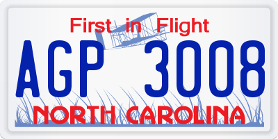 NC license plate AGP3008