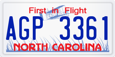 NC license plate AGP3361