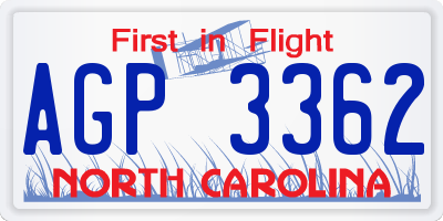 NC license plate AGP3362