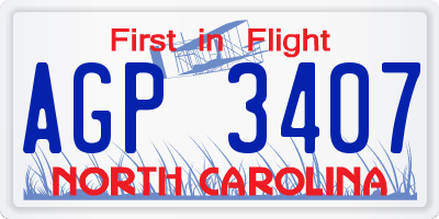 NC license plate AGP3407