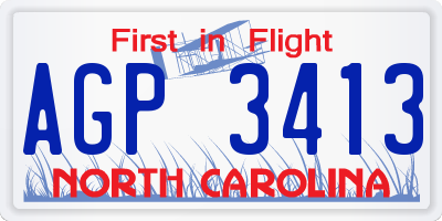 NC license plate AGP3413