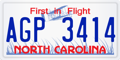NC license plate AGP3414
