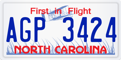 NC license plate AGP3424
