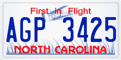 NC license plate AGP3425