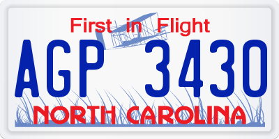 NC license plate AGP3430