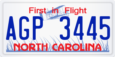 NC license plate AGP3445