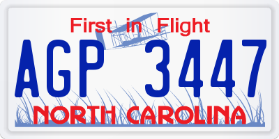NC license plate AGP3447