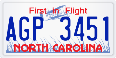 NC license plate AGP3451
