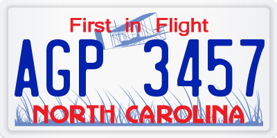 NC license plate AGP3457