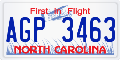 NC license plate AGP3463