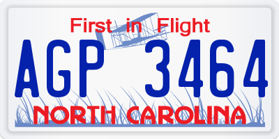 NC license plate AGP3464