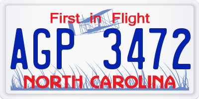 NC license plate AGP3472