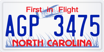 NC license plate AGP3475